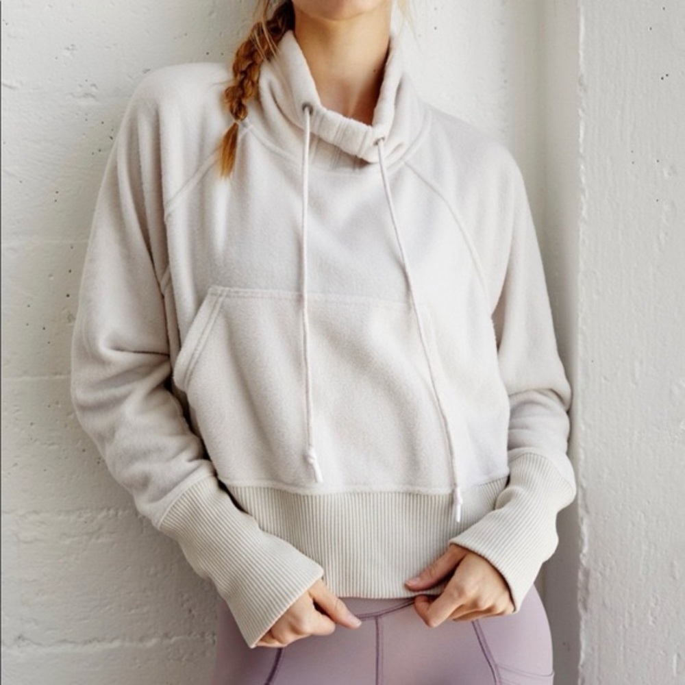 Free People movement westlake funnel cowl neck crop sweater in cream
